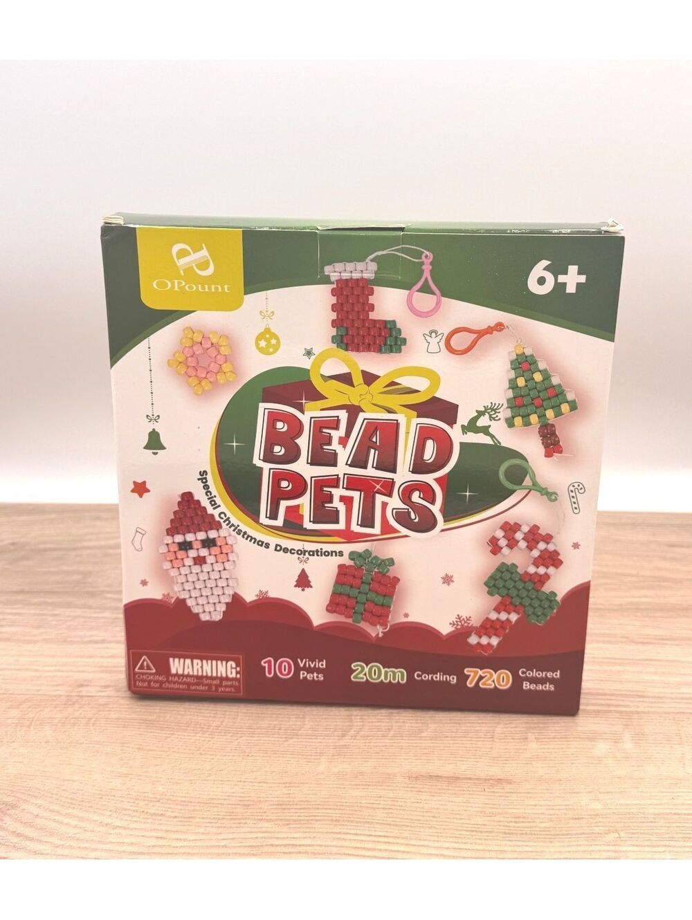 Christmas Bead Pets Craft Kit 720 Beads 10 Pets, OPount, New In Box